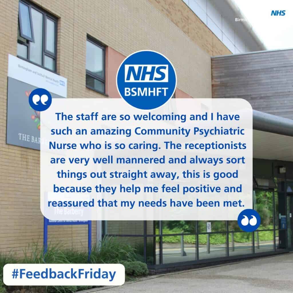 Feedback Friday - Yewcroft Community Mental Health team