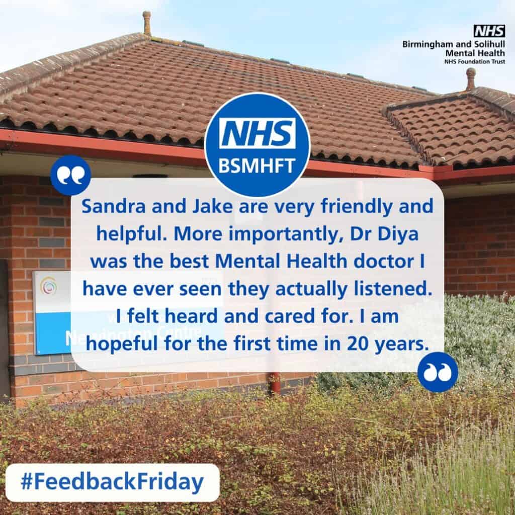 Feedback Friday - Newington Adult Community Mental Health Team